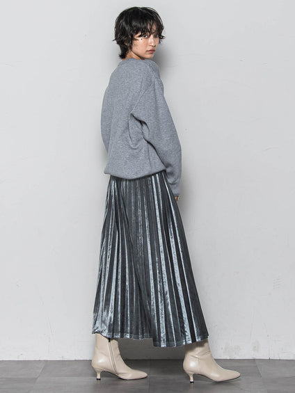 【WEB限定】ストレッチベロアプリーツスカート≪手洗い可能≫