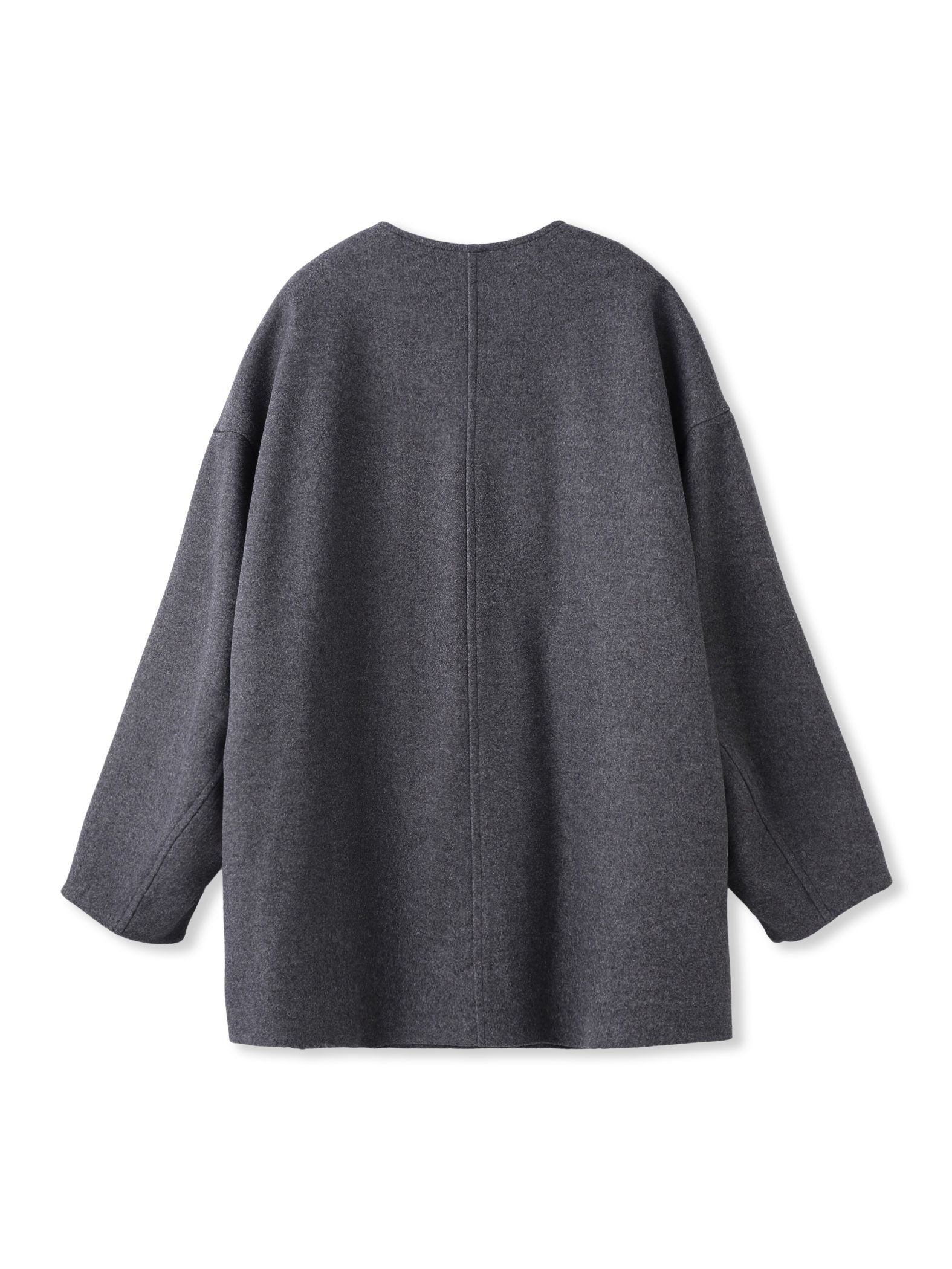 ライトジャージメルトンノーカラーミドルコート