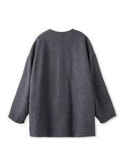 ライトジャージメルトンノーカラーミドルコート