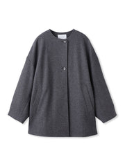 ライトジャージメルトンノーカラーミドルコート