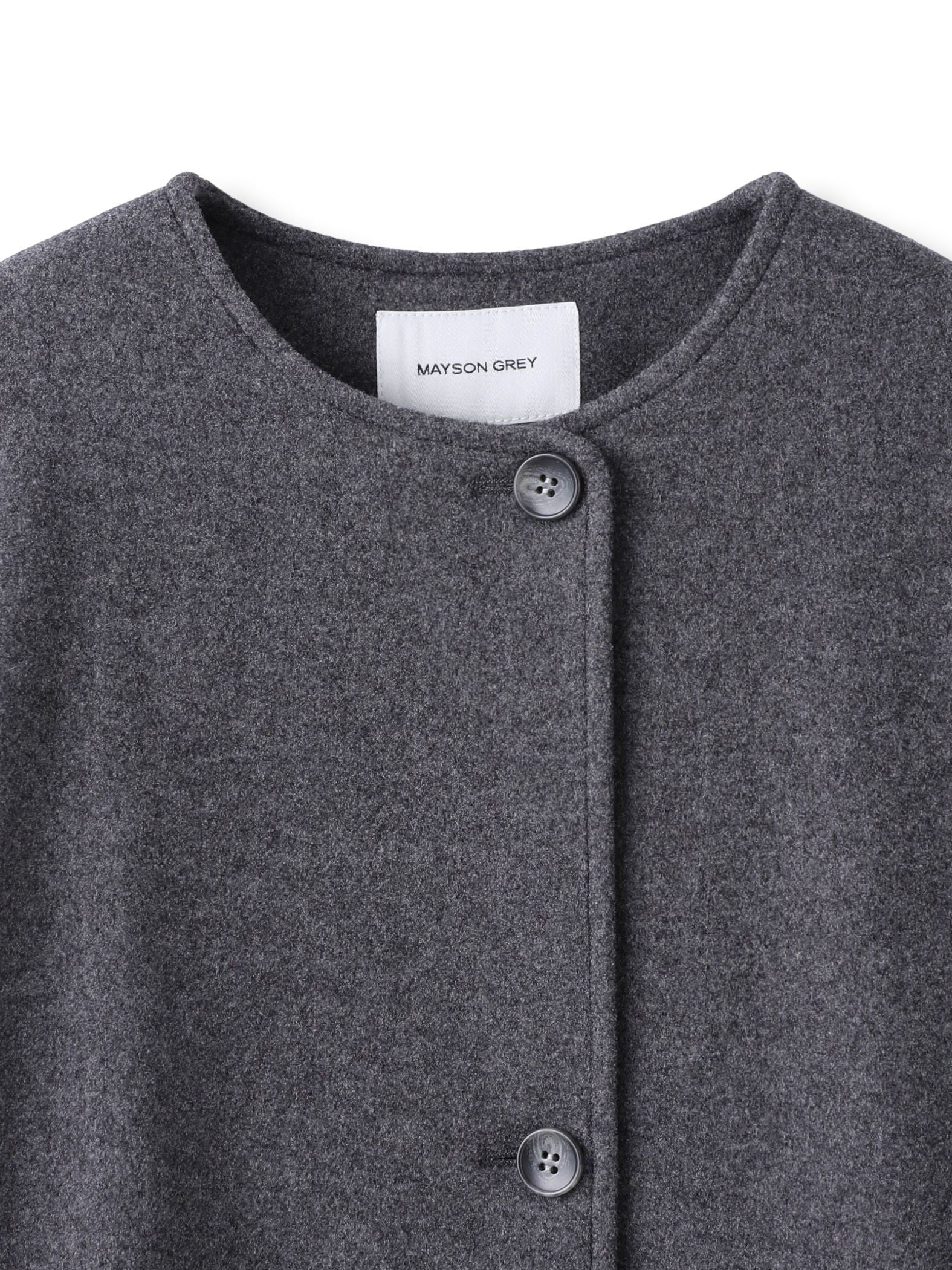 ライトジャージメルトンノーカラーミドルコート