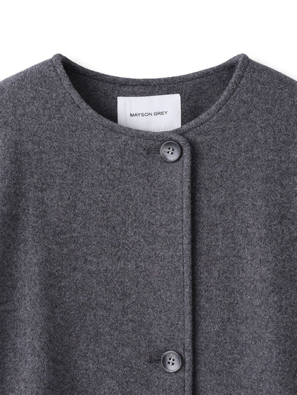 ライトジャージメルトンノーカラーミドルコート