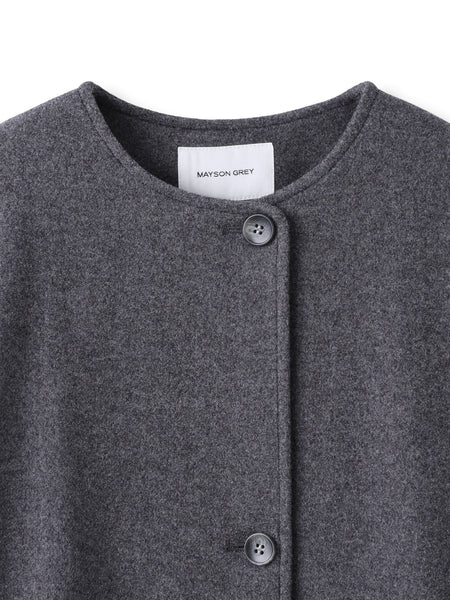 ライトジャージメルトンノーカラーミドルコート