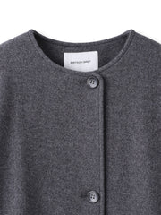 ライトジャージメルトンノーカラーミドルコート