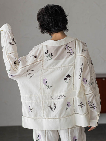 【40周年限定】パッチワーク刺繍オープンカラーシャツ
