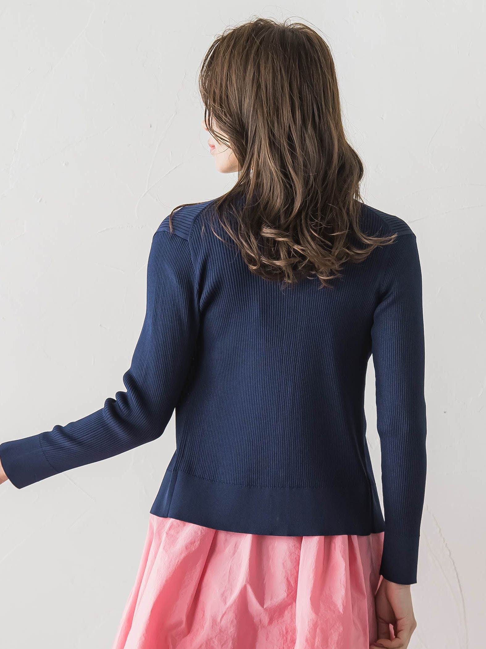 LUCINDAリブニットVカーディガン