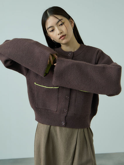 アルパカタッチダブルフェイスニットカーディガン≪手洗い可能≫