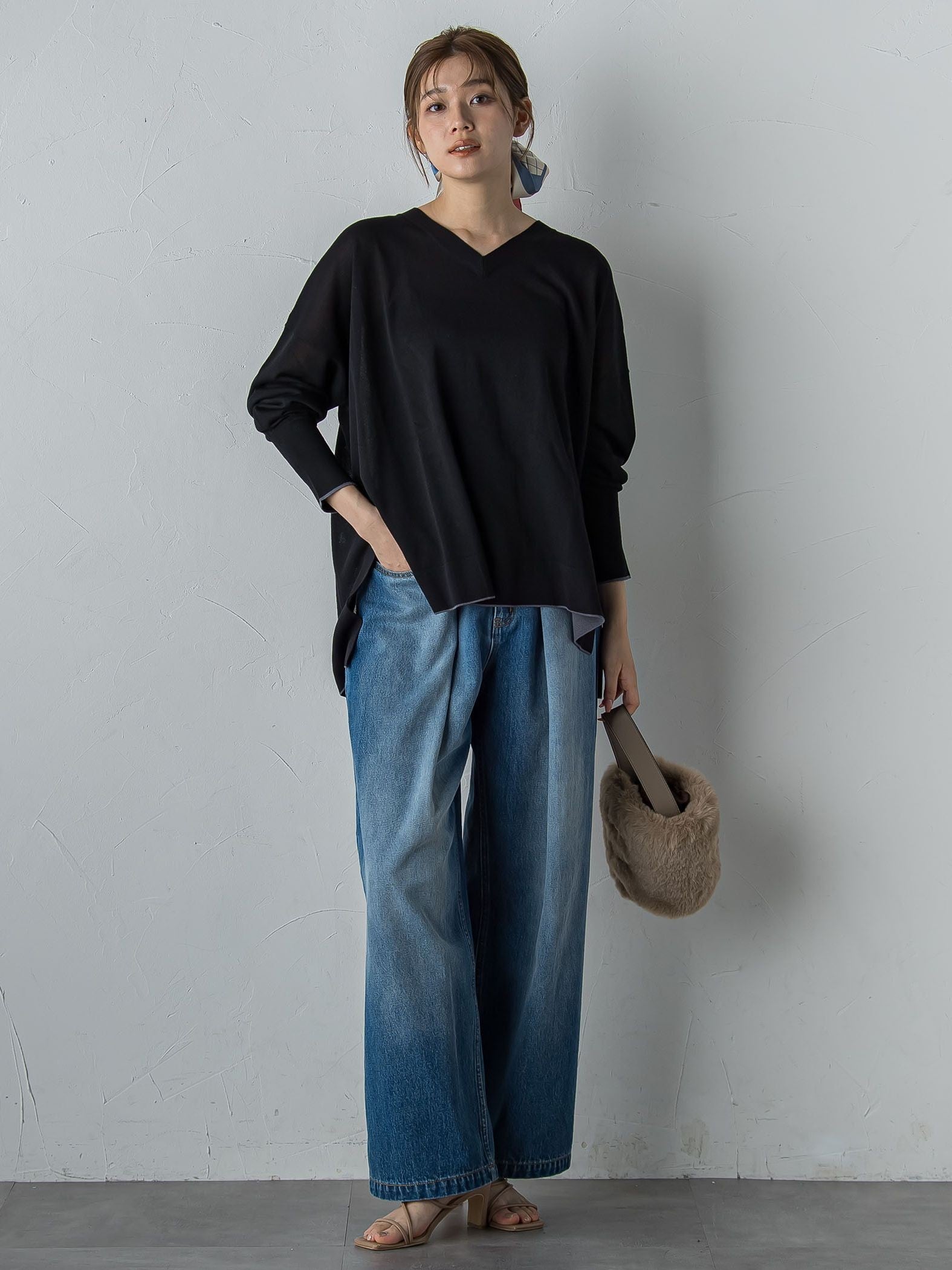 タックデニムパンツ≪洗濯機で洗える≫