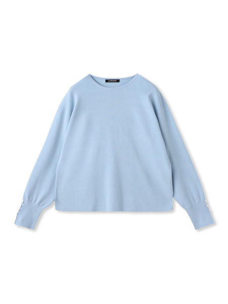 【新色追加】袖ボタンクルーネックニット ≪手洗い可能≫