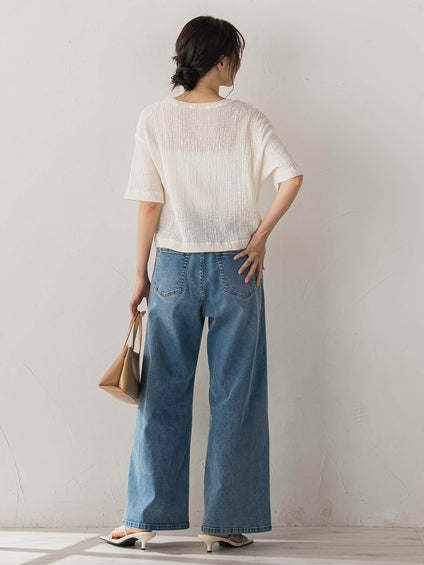 Recycle Slub BluseクロップドTシャツ