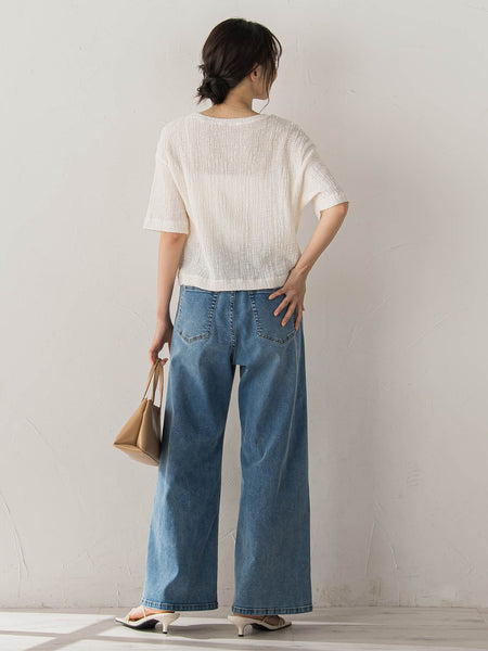 Recycle Slub BluseクロップドTシャツ