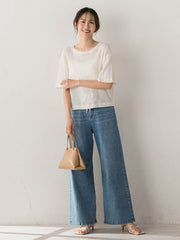 Recycle Slub BluseクロップドTシャツ