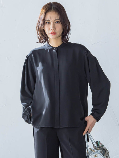 【WEB限定】【11号あり】サテンフィールリラックスブラウス≪セットアップ対応≫≪接触冷感/洗える≫