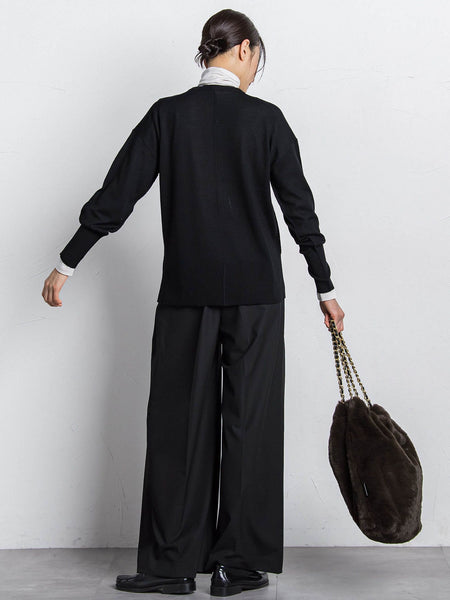 【WEB限定】ベーシックウールクルーネックニット≪洗える≫