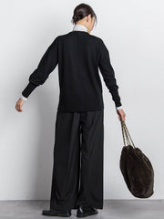 【WEB限定】ベーシックウールクルーネックニット≪洗える≫