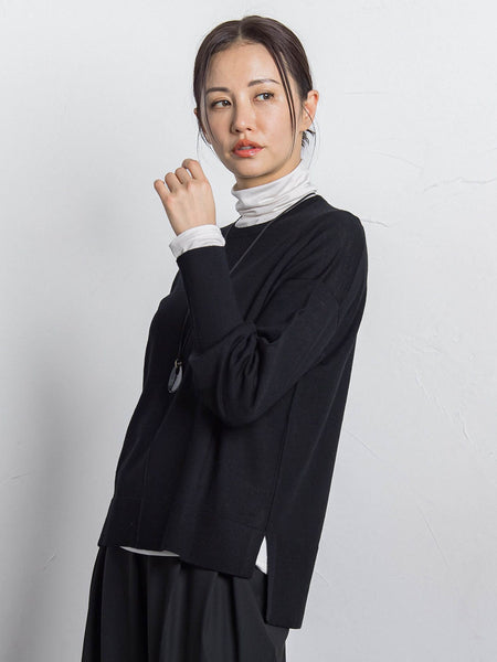 【WEB限定】ベーシックウールクルーネックニット≪洗える≫