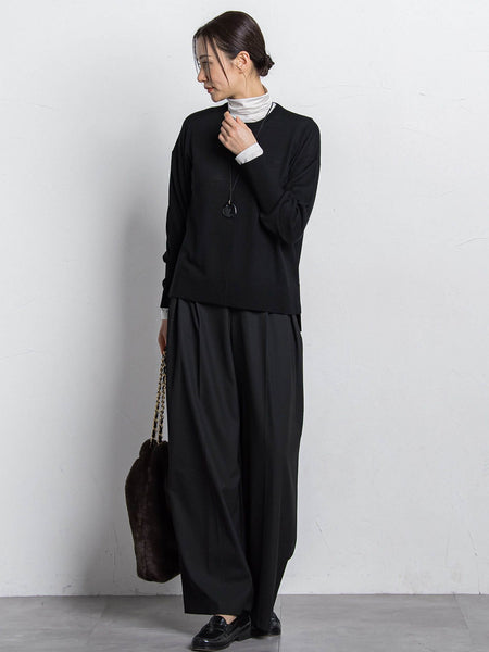 【WEB限定】ベーシックウールクルーネックニット≪洗える≫