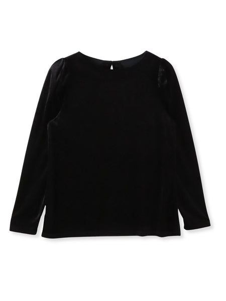 パフ袖ベロアカットソー