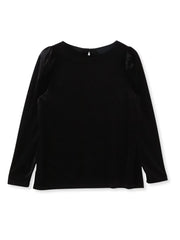 パフ袖ベロアカットソー