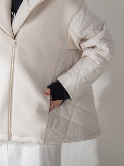 【吸湿発熱機能で冬でもあたたか】異素材ドッキングジャケット