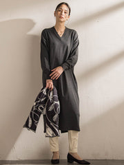 【WEB限定】Vネックニットワンピース≪丈長めあり/手洗い可能≫