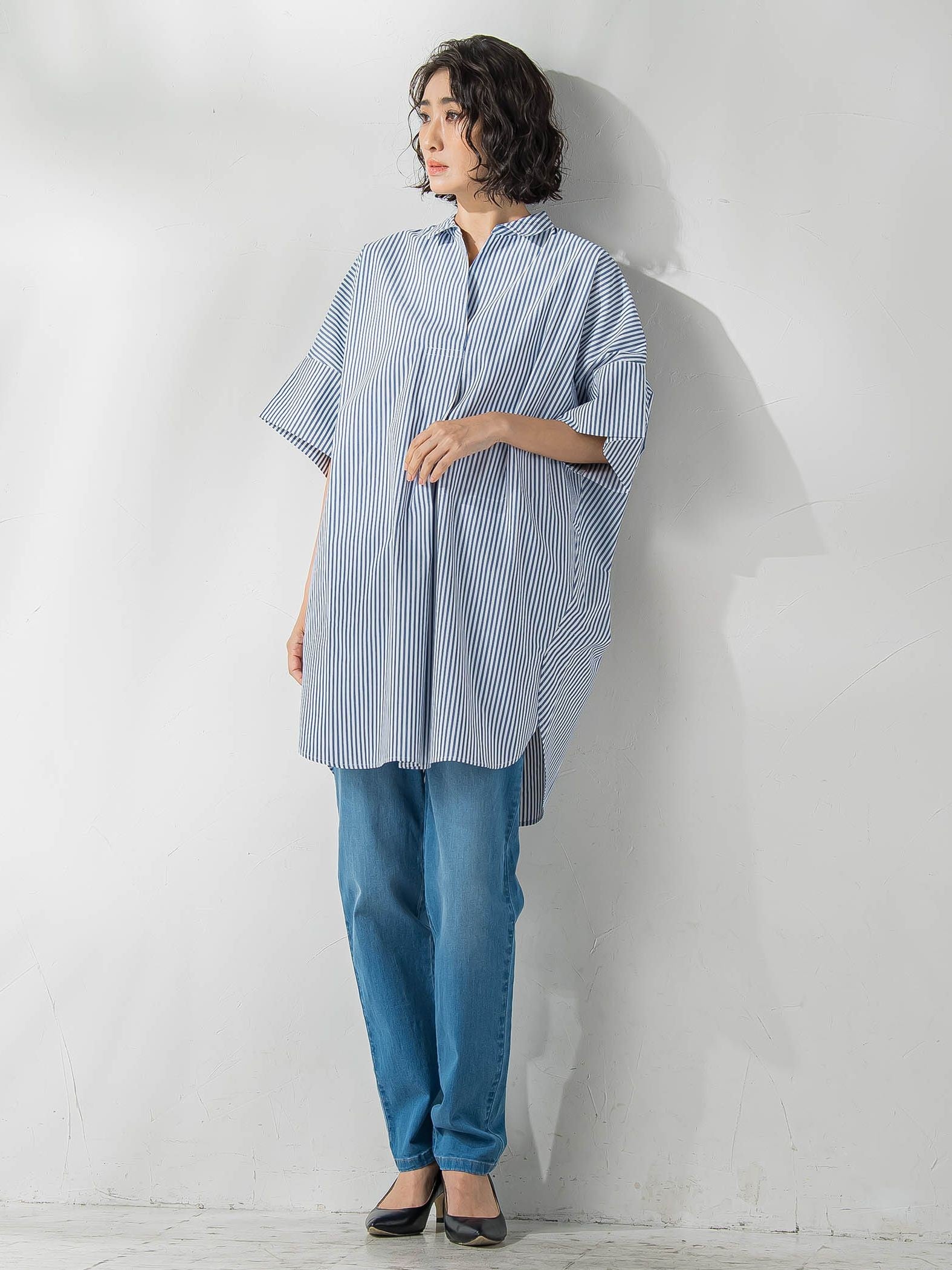 【WEB限定】チュニックシャツ≪手洗い可能≫