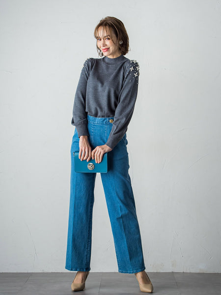 WEB限定カラーあり】袖パールニット≪手洗い可能≫ | Viaggio Blu  