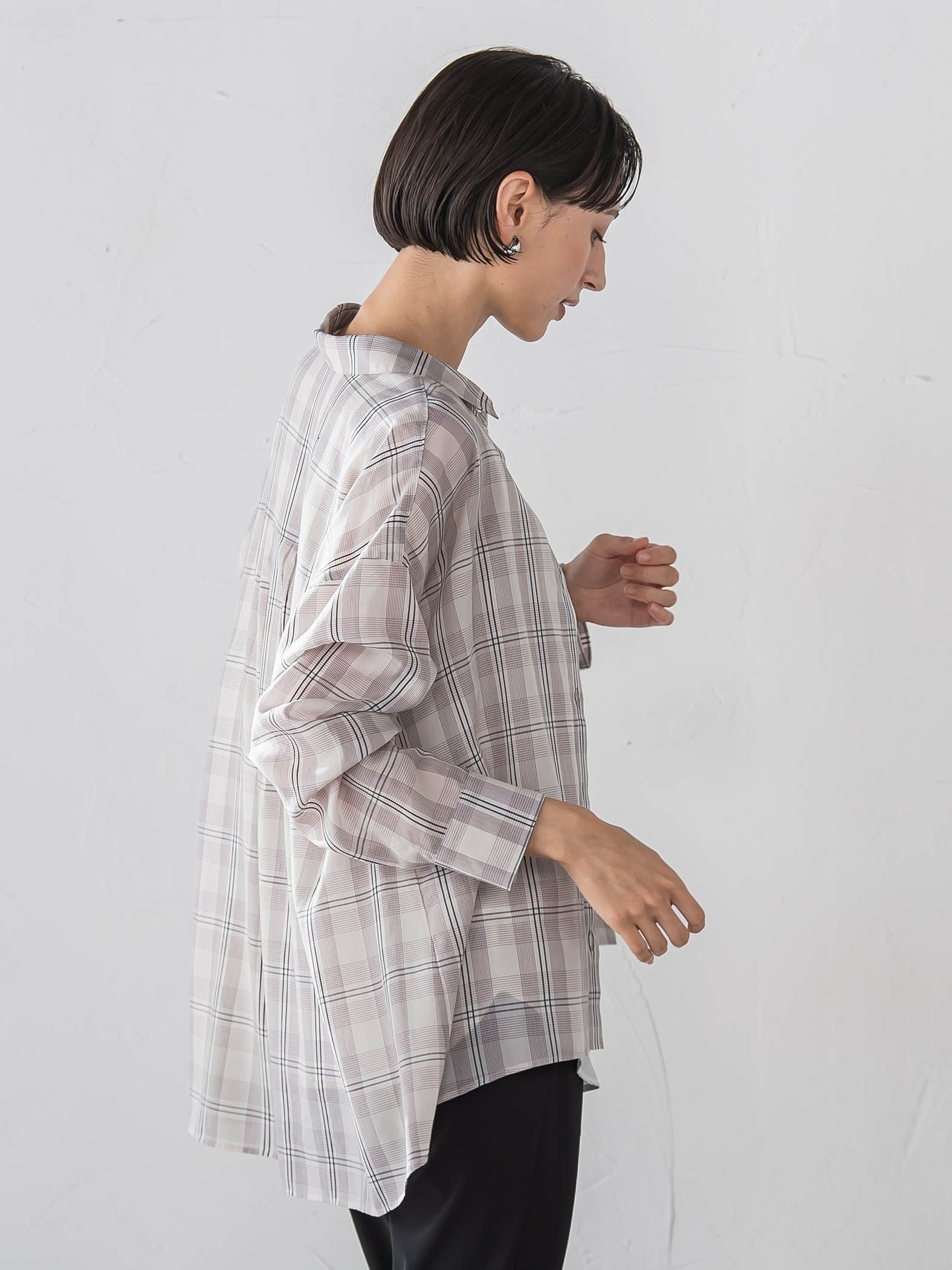 【大きいサイズ】シアーチェックシャツ