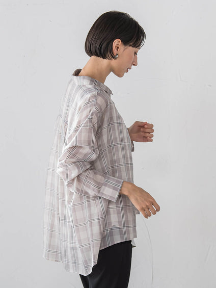 【大きいサイズ】シアーチェックシャツ