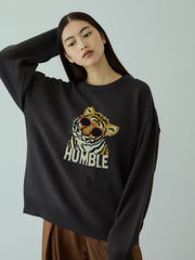 アニマルジャカードニットプルオーバー≪手洗い可能≫