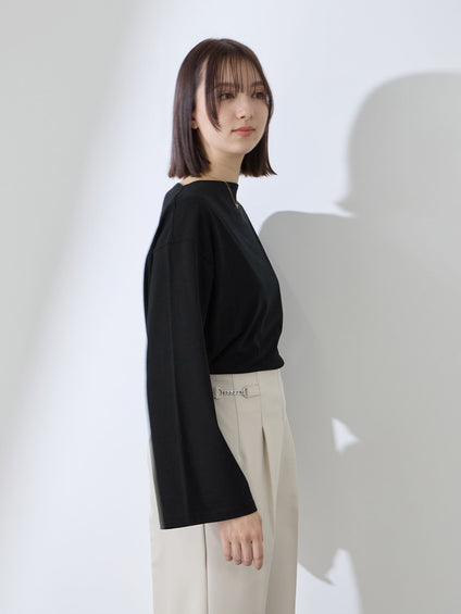 ハイゲージ天竺ボートネックプルオーバー