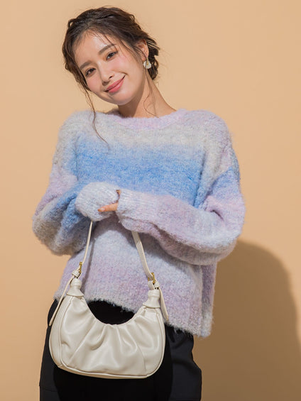 【KOREAN ITEM】フェイクレザー半月型ショルダーバッグ