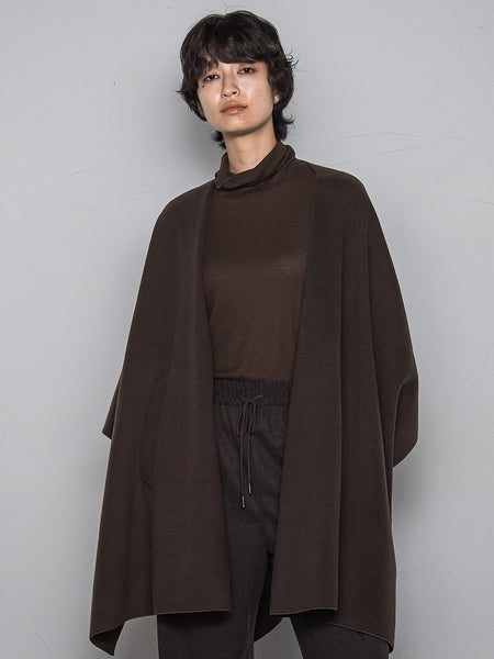 ニット両面パイルノーカラーポンチョ