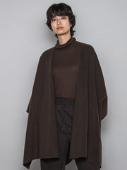 ニット両面パイルノーカラーポンチョ