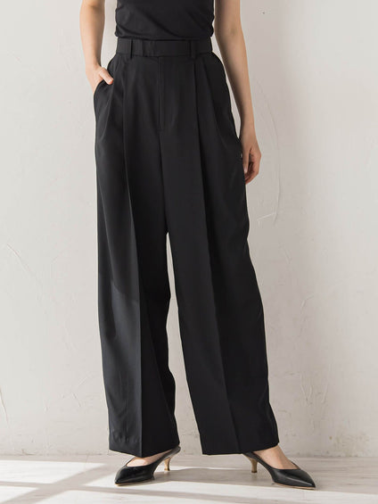 サスペンダー付き2タックパンツ