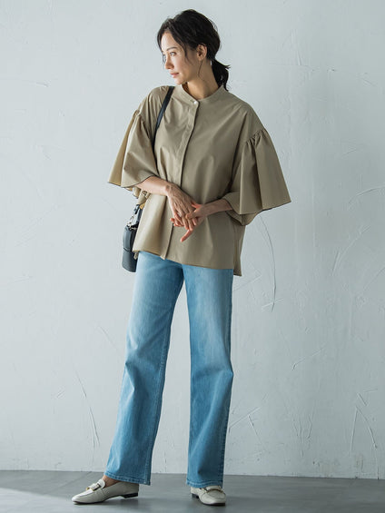 【JAPAN BLUE JEANS】デニムワイドパンツ≪洗濯機で洗える≫