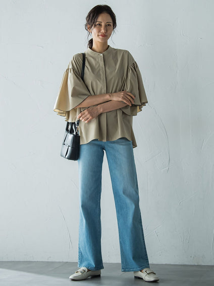 【JAPAN BLUE JEANS】デニムワイドパンツ≪洗濯機で洗える≫