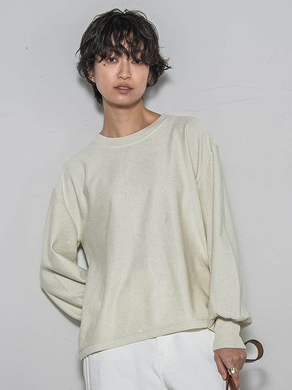 ミニスパンコールクルーネックニット≪手洗い可能≫