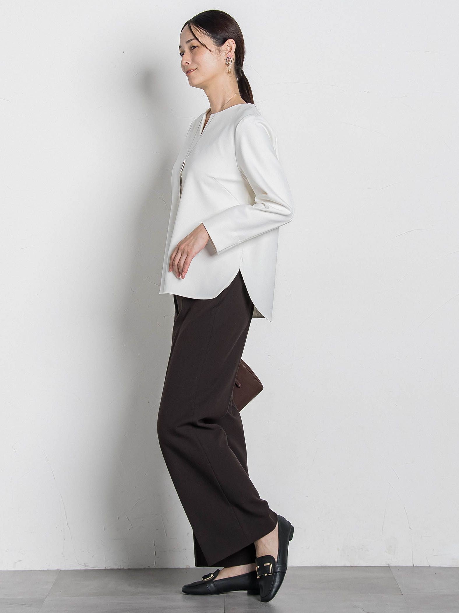 両面起毛キーネックブラウス＜WEB限定11号サイズ＞