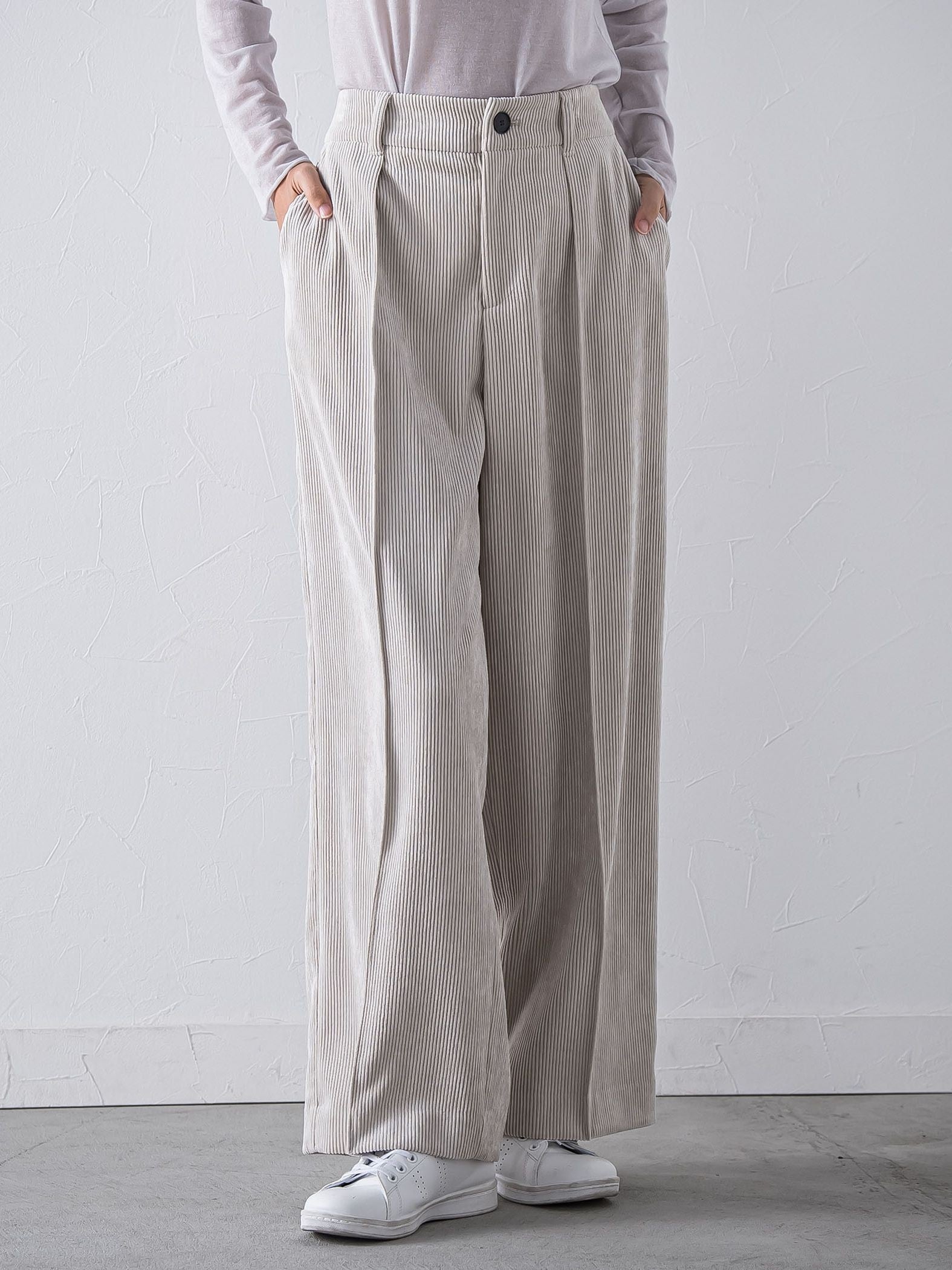 コーデュロイワイドパンツ≪洗濯機で洗える≫