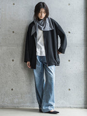 ダンボール×キルティングロングノーカラーブルゾン