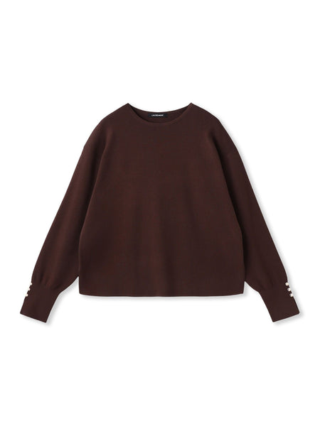 【新色追加】袖ボタンクルーネックニット ≪手洗い可能≫