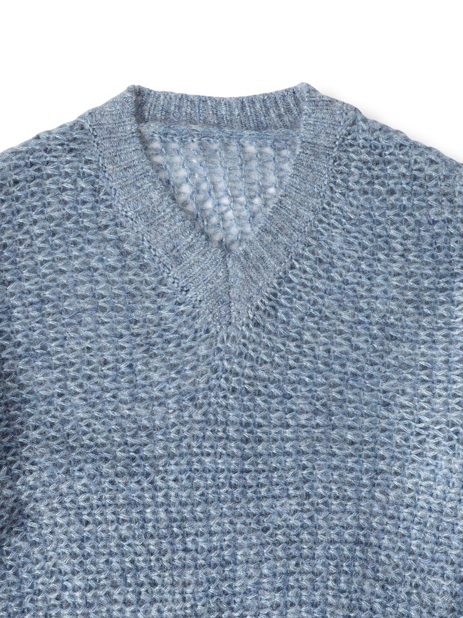 【WEB限定】モヘヤラメVネックショートプルオーバー≪手洗い可能≫