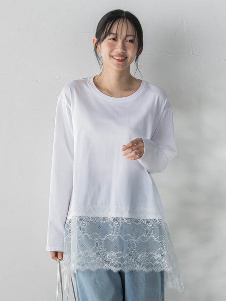 レースコンビカットソー