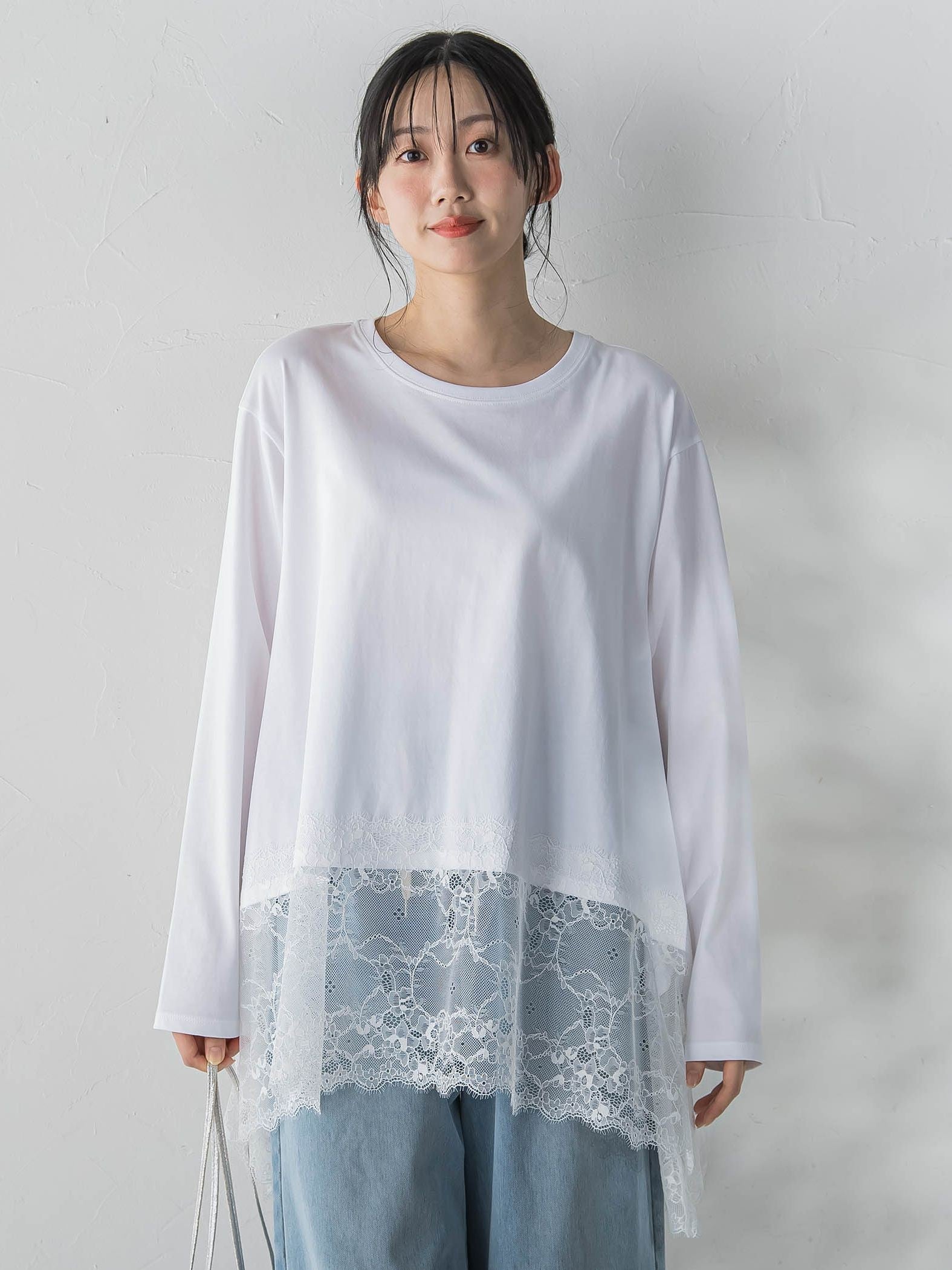 レースコンビカットソー