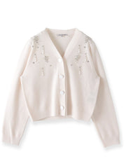 Vネックビジューカーディガン≪手洗い可能≫