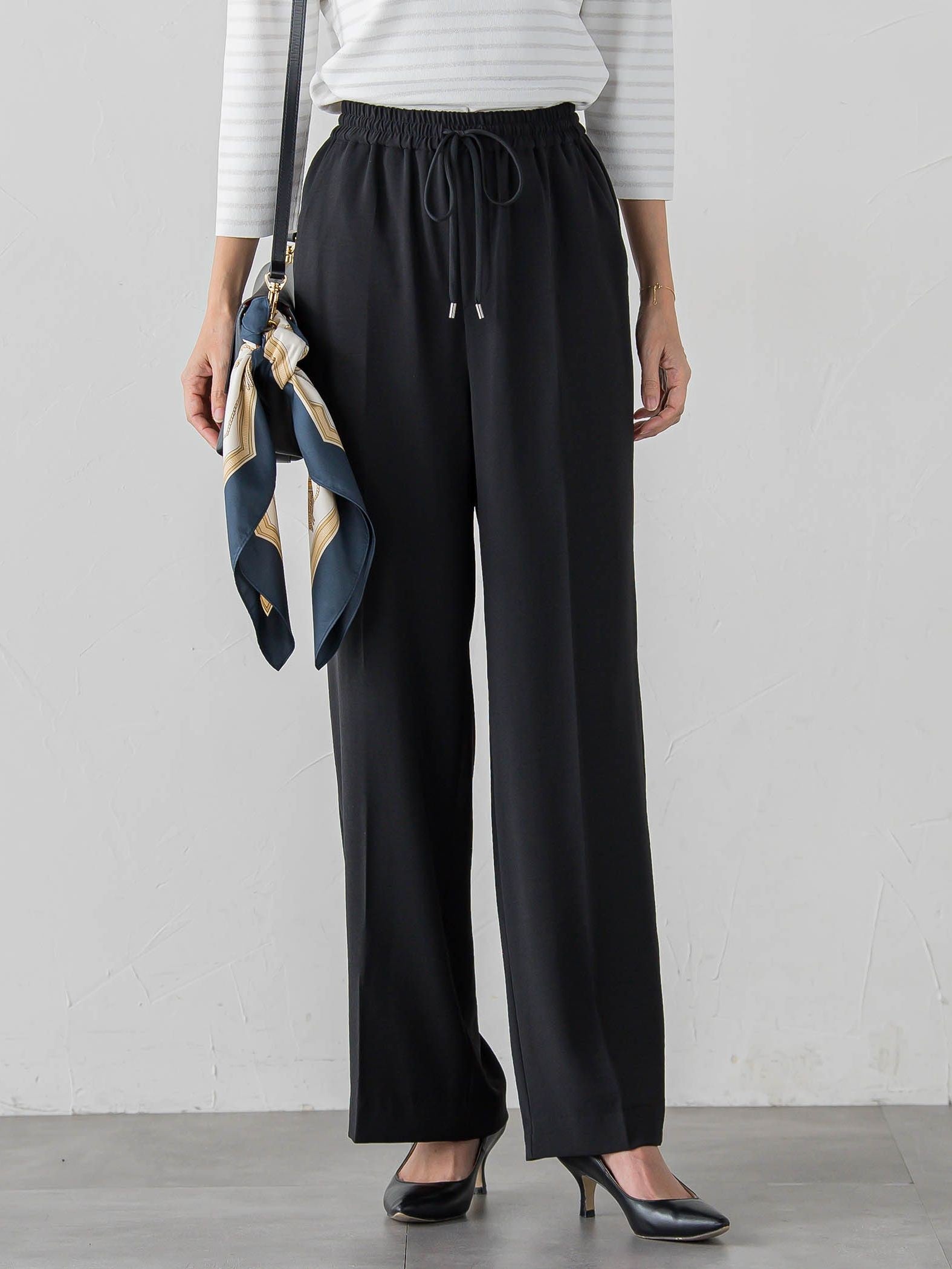 ハイストレッチカルゼワイドパンツ