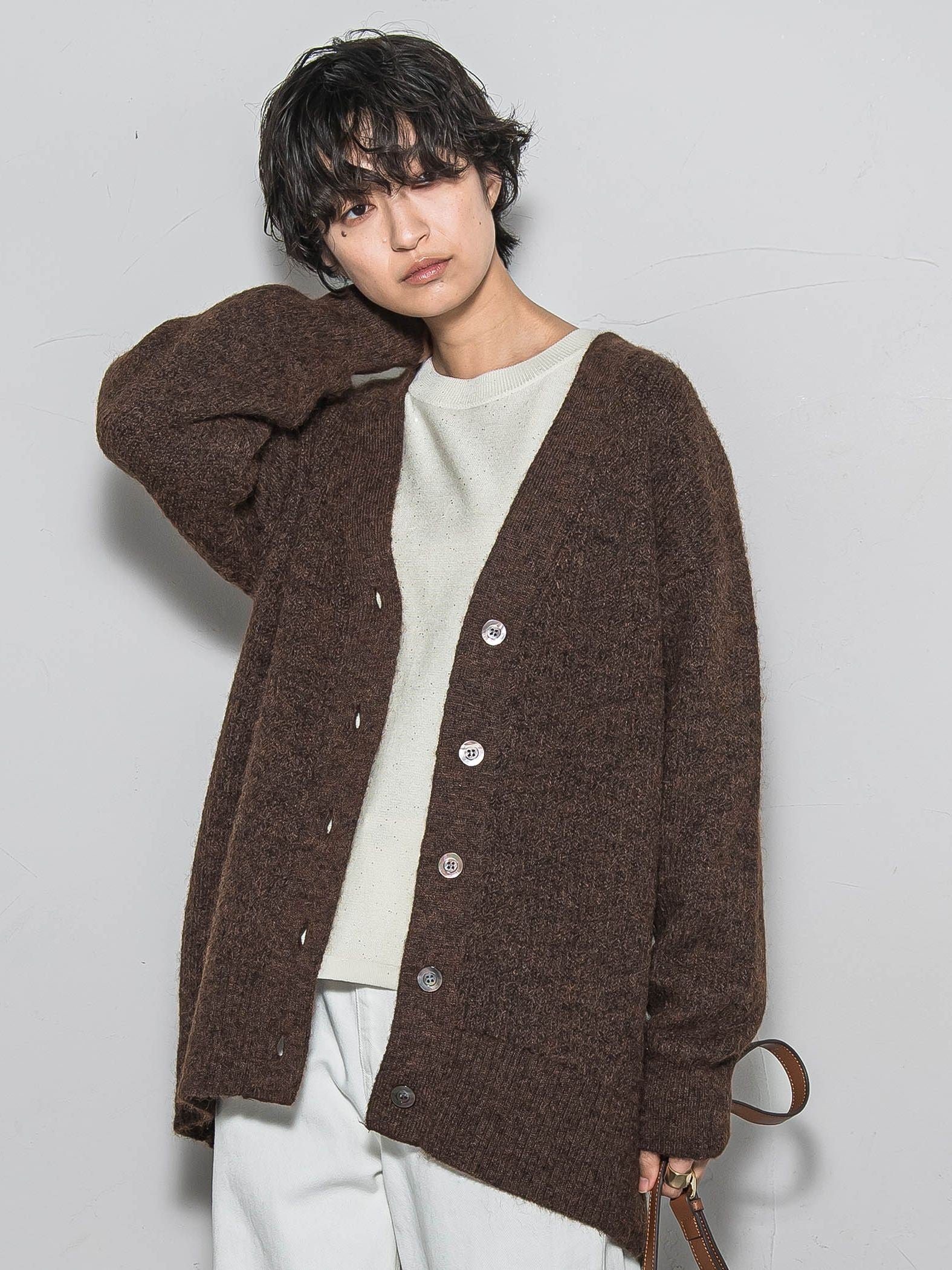 【新色追加】フラッフィーVネックニットカーディガン≪手洗い可能≫