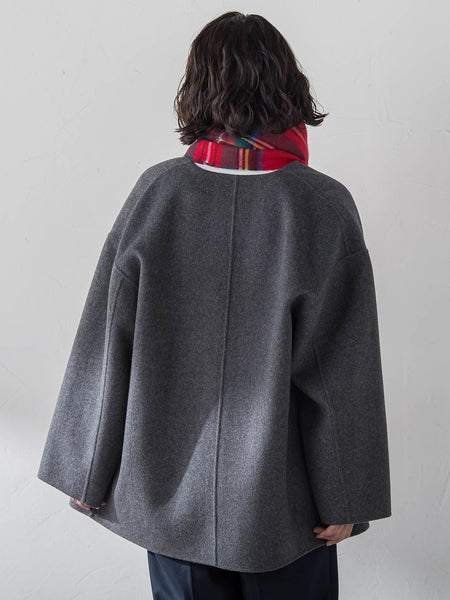 【大きいサイズ】<極>”軽さと贅沢なぬくもり”ノーカラーリバーコート