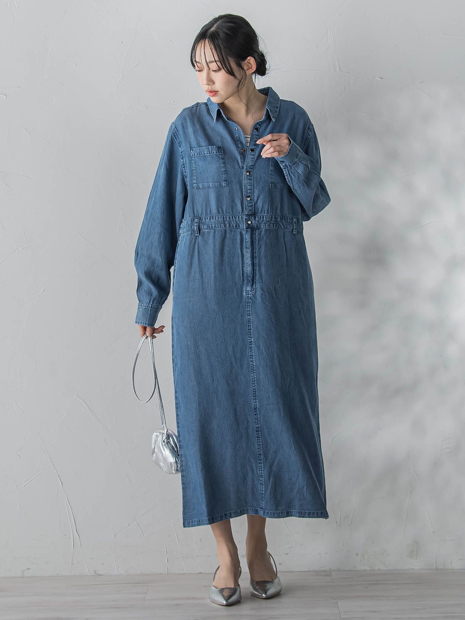 テンセルデニムワンピース